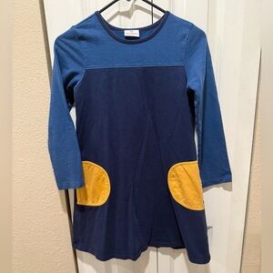 Hanna Anderson Sweatshirt Dress Yeloow Pockets Terry Cotton , size 140cm/10Years
